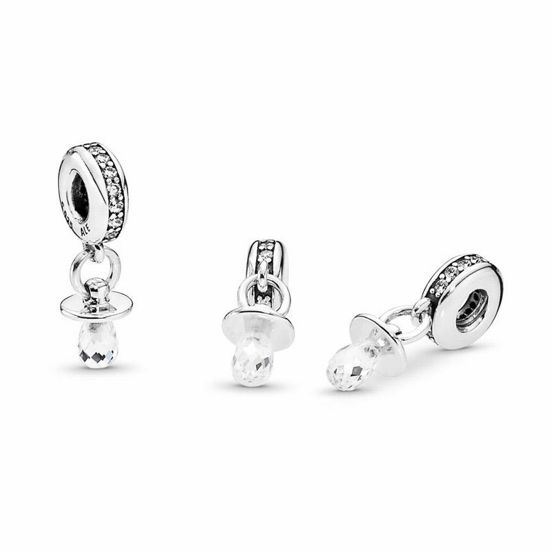 Pandora Pacifier Dangle Charm - Sterling Silver/Cubic Zirconia - Canada | OJ8896XL